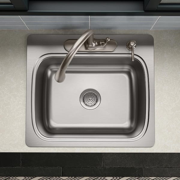 KOHLER Verse Stainless Steel 25 in. Single Bowl Drop-In Kitchen Sink  K-RH28896-4-NA - The Home Depot