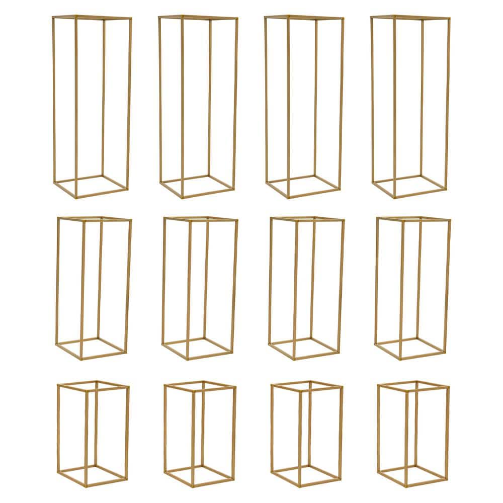 31.5 in. x 11 in. x 11 in. 3 Sizes 12 Pieces Outdoor Golden Metal Wedding Flower Stand Flower Rack Event Decor Stand price history on PriceWatchPro