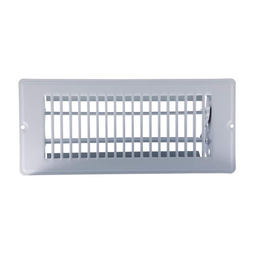 White Steel Floor Register with Louvered Design, 4x10 Inch