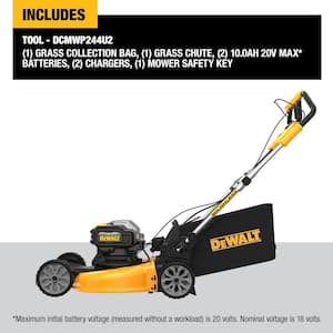 20V MAX 21.5 in. Battery Powered Walk Behind Self Propelled Lawn Mower with (2) 10Ah Batteries & Charger