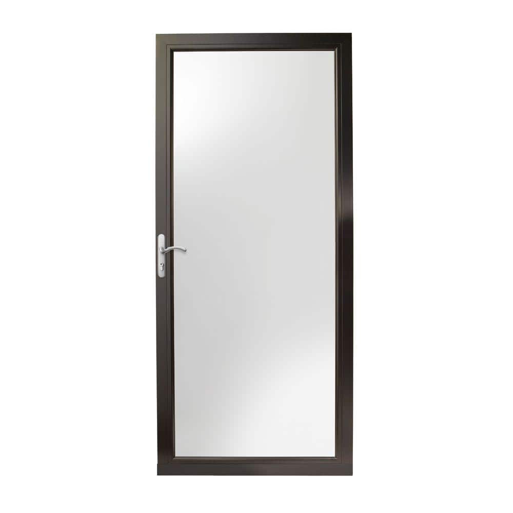 3000-Series 36 in. x 80 in. Black Left-Hand Full View Interchangeable Alumi