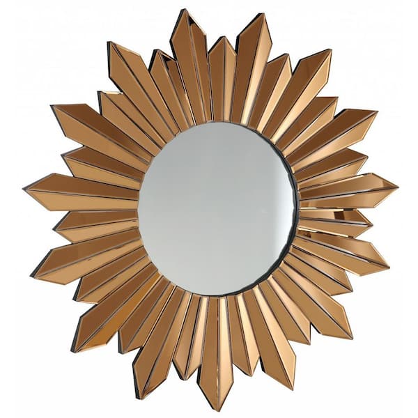 HomeRoots 38.6 in. W x 38.6 in. H Glass Gold Decorative Mirror