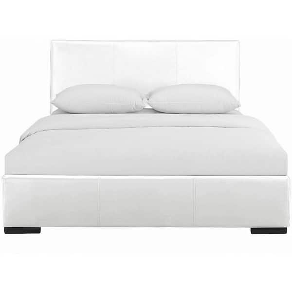 Camden Isle Hindes White Upholstered Queen Platform Bed