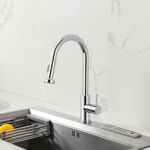 Amuring Single Handle Pull Out Sprayer Kitchen Faucet in Chrome