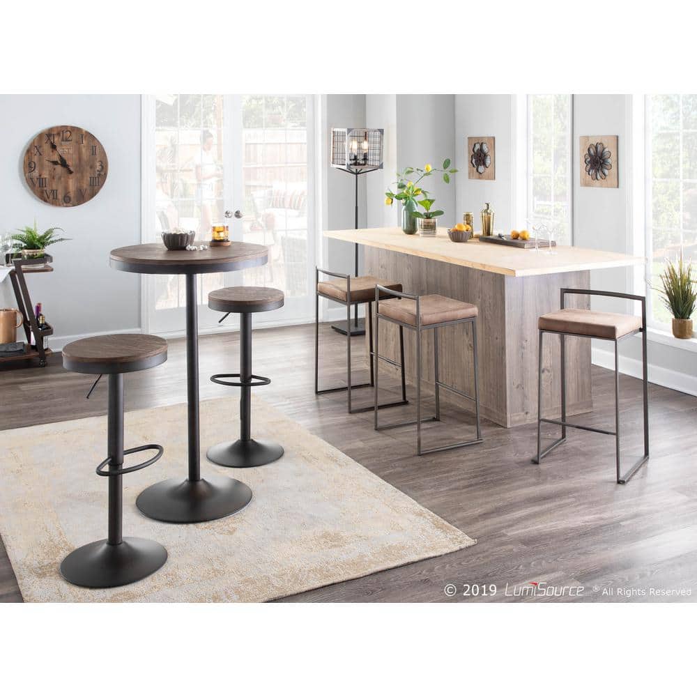 Dakota 3-Piece Black and Brown Industrial Pub Set
