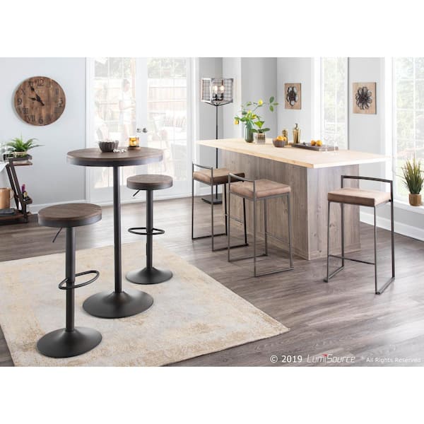 Dakota Antique and Brown Adjustable Bar Stool (Set of 2)
