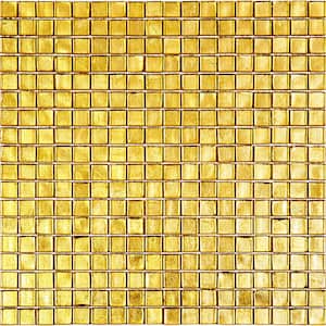 Skosh Glossy Satin Sheen Gold 11.6 in. x 11.6 in. Glass Mosaic Wall and Floor Tile (18.69 sq. ft./case) (20-pack)