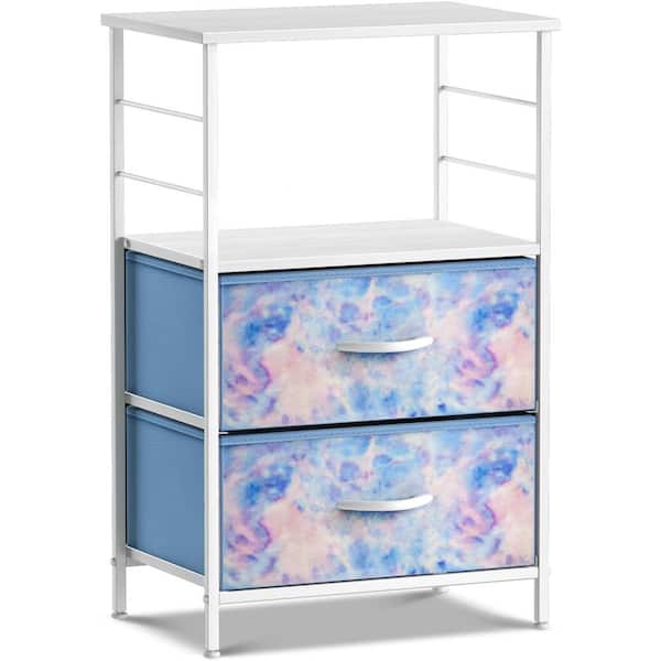 Sorbus 2-Drawer Tie-Dye Blue Nightstand 33.75 in. H x 21.62 in. W x 11.75 in. D