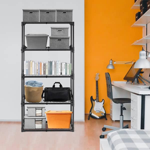 5-Shelf Wire Rack Steel Pantry Organizer, Black (1 Pack)