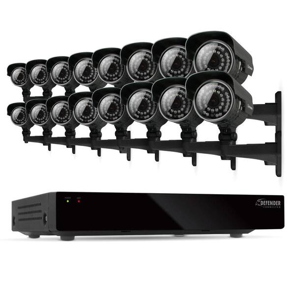 Defender Connected 16-Channel H.264 500GB Smart Security DVR with 16 Ultra Hi-res Outdoor Surveillance Cameras