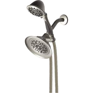6-Spray 7.8 in. Dual Wall Mount Fixed and Handheld Shower Head in Satin Nickel