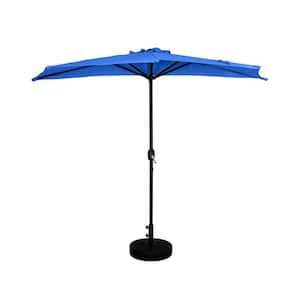 Fiji 9 ft. Market Half Patio Umbrella with Black Round Base in Royal Blue