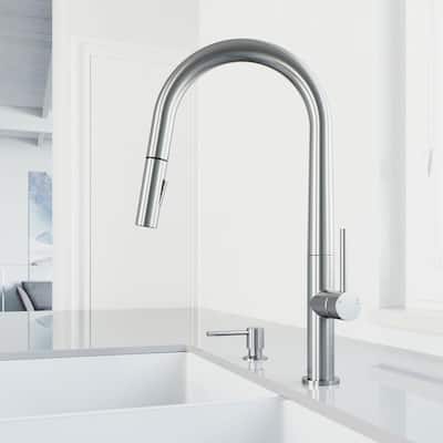 Greenwich Single-Handle Pull-Down Sprayer Kitchen Faucet with Bolton Soap Dispenser in Stainless Steel