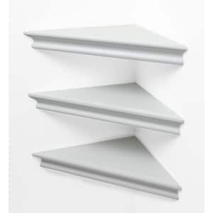 11 in. White High-Quality and Sturdy Providence Reilly Triangle Floating Corner Wall Shelves (Set of 3)