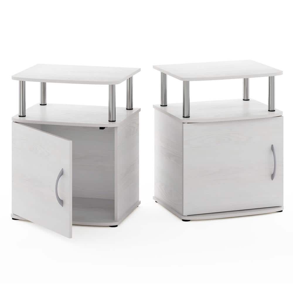 White Oak and Stainless Steel Rectangular End Table