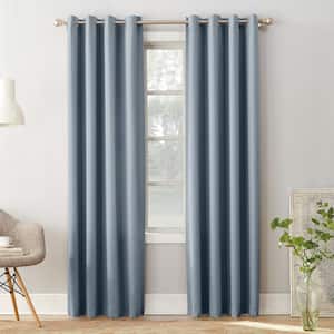 Gregory Vintage Blue Polyester 54 in. W x 63 in. L Grommet Room Darkening Curtain (Single Panel)
