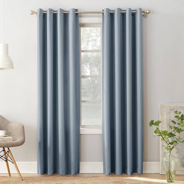 Gregory Vintage Blue Polyester 54 in. W x 84 in. L Grommet Room Darkening Curtain (Single Panel)