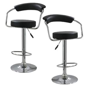 Retro Style 37 in. Adjustable Height Bar Table Set in Black with Padded Chairs(3-Piece)