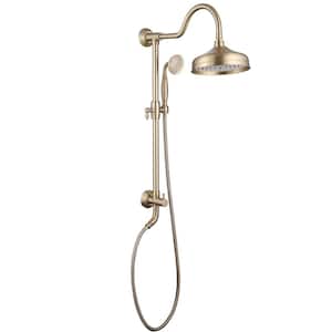 Single Handle 1-Spray Exposed Pipe Shower Faucet 1.8 GPM with High Pressure Shower Head in Brushed Gold Exclude Valve