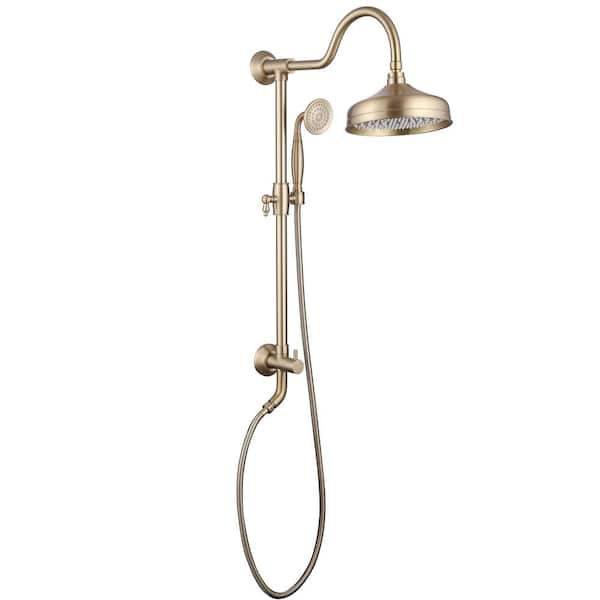 AIMADI Single Handle 1-Spray Exposed Pipe Shower Faucet 1.8 GPM with High Pressure Shower Head in Brushed Gold Exclude Valve