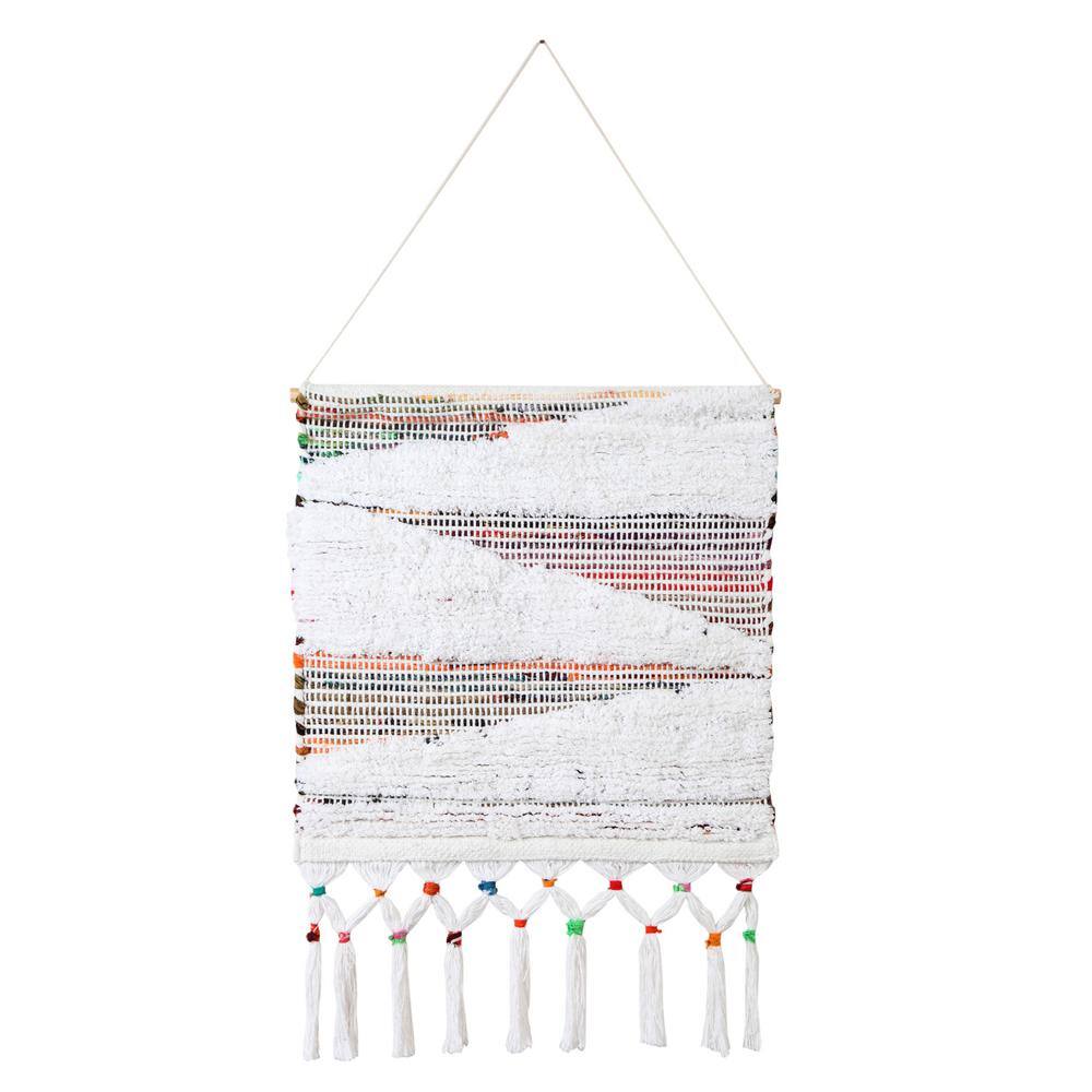 Boho Chindi Multicolor Woven Wall Hanging with Fringe