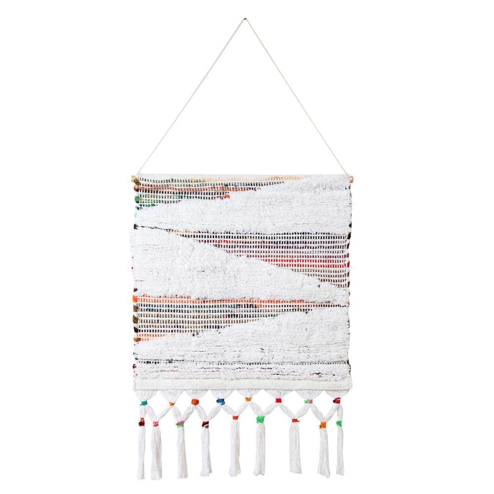 Boho Chindi Multicolor Woven Wall Hanging with Fringe
