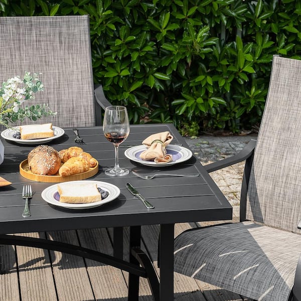7 Pieces Patio Dining Sets Outdoor Furniture With Acacia Wood T
