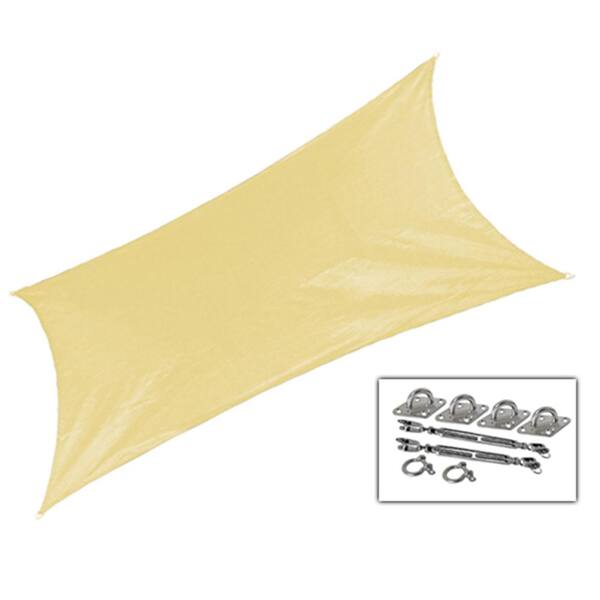 Coolaroo 12 ft. x 10 ft. Beige Rectangle Ultra Shade Sail with Kit