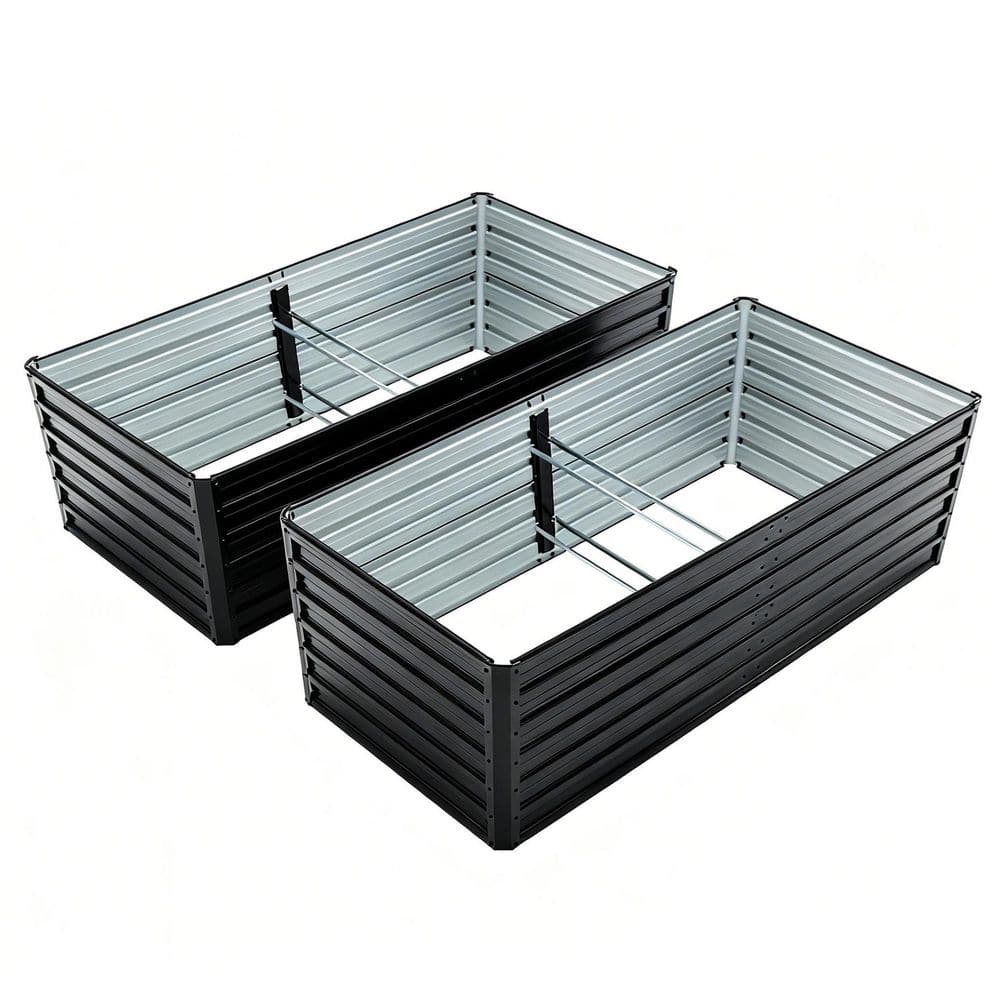 Raised Garden Bed 72 x 36 x 24 in. Black Galvanized Steel Assembled 2-Pack with Reinforced Rustproof Design price history on PriceWatchPro