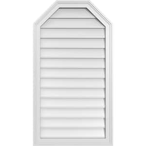 22 in. x 40 in. Octagonal Top Surface Mount PVC Gable Vent: Decorative with Brickmould Frame
