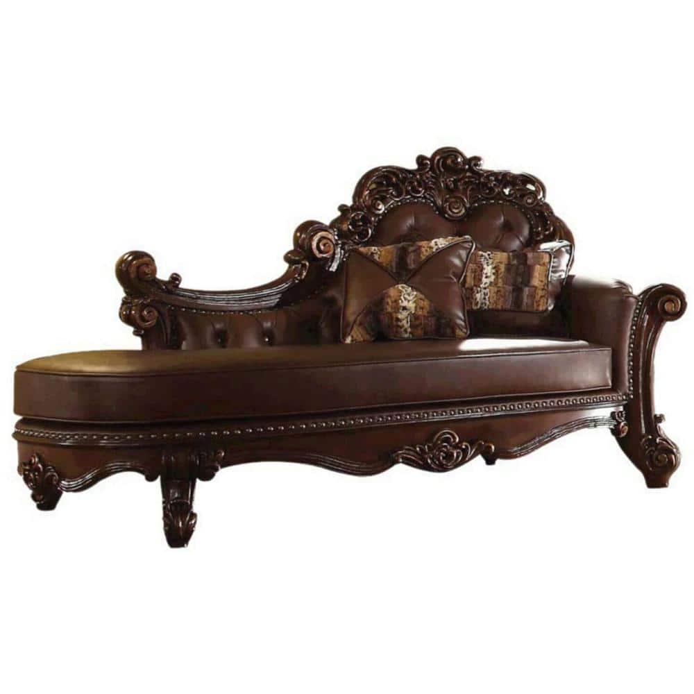 Vendome Cherry Leather Chaise Lounge -  Acme Furniture, 96491