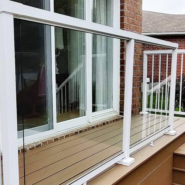 6 ft. White Aluminum Deck Railing Hand and Base Rail for 36 in. high system