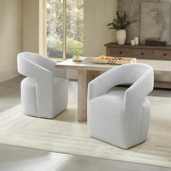 Spruce Spring Arcanix White Fabric Upholstered Dining Chairs