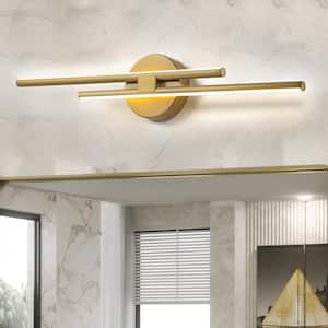 Bourget 23.61 in. 2-Light Gold LED Vanity Light Bar with 3000K for Bathroom, Bedroom, Living Room