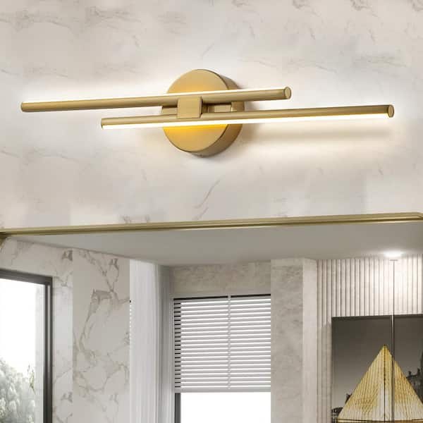 EDISLIVE Bourget 23.61 in. 2-Light Gold LED Vanity Light Bar with 3000K for Bathroom, Bedroom, Living Room