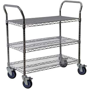 Rubbermaid® Commercial Xtra Utility Cart with Open Sides, Plastic, 4  Shelves, 400 lb Capacity, 40.63 x 20 x 51, Black