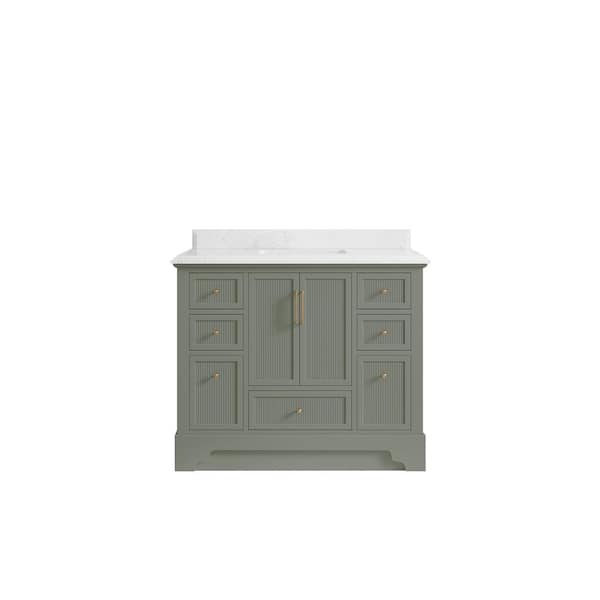 Willow Collections Alys 42 in. W x 22 in. D x 36 in. H Single Sink Bath Vanity in Evergreen with 1.5 in. Empira Quartz Top