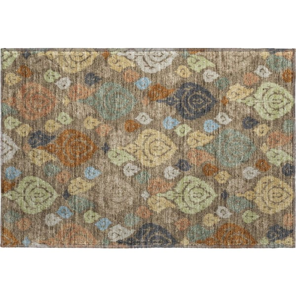 Mayfield Premium Machine Washable Abstract AMF2460 Chocolate 3 ft. x 4 ft. Area Rug