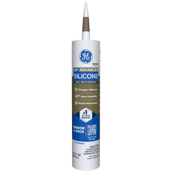 GE Advanced Silicone 2 Caulk 10.1 oz. Window and Door Sealant Brown