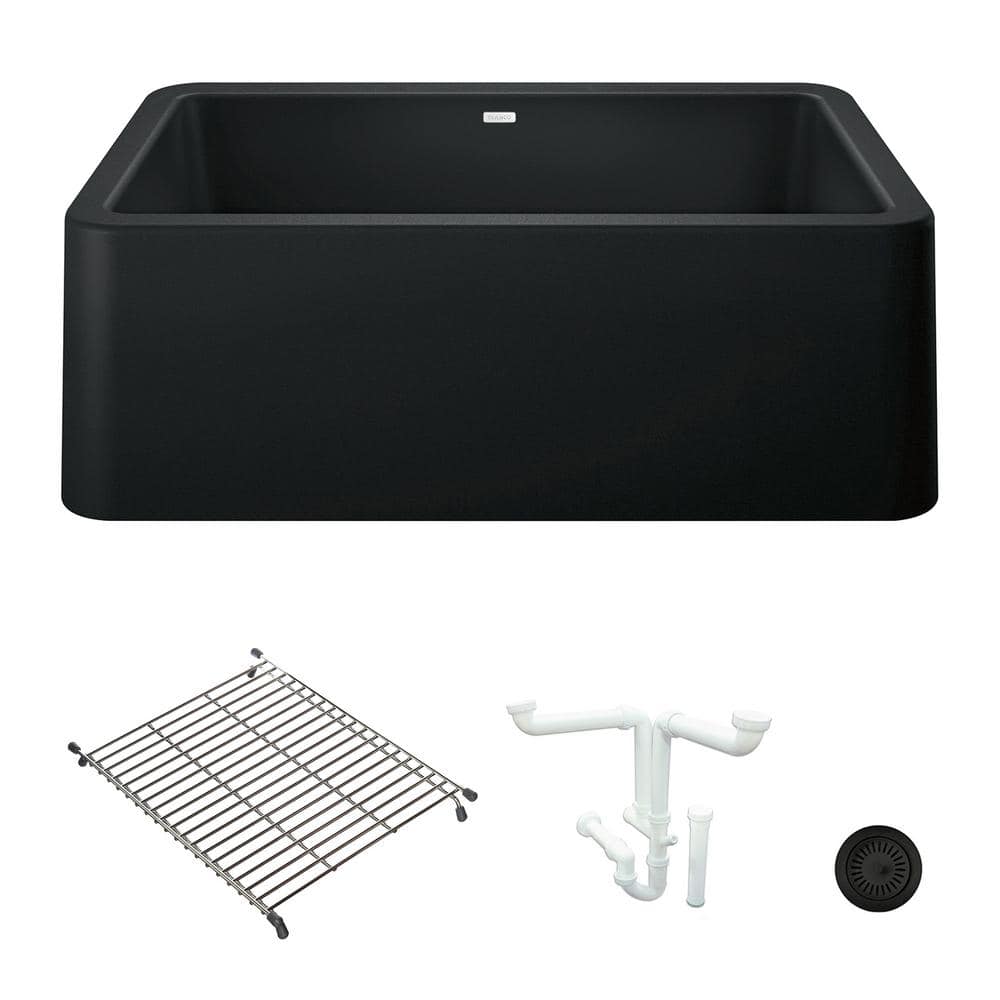 Ikon 30 in. Farmhouse/Apron-Front Single Bowl Coal Black Granite Composite 