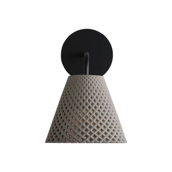 Golden Lighting Clarus 8 in. Grey Cement Outdoor Hardwired Wall Sconce with LED Bulbs Included