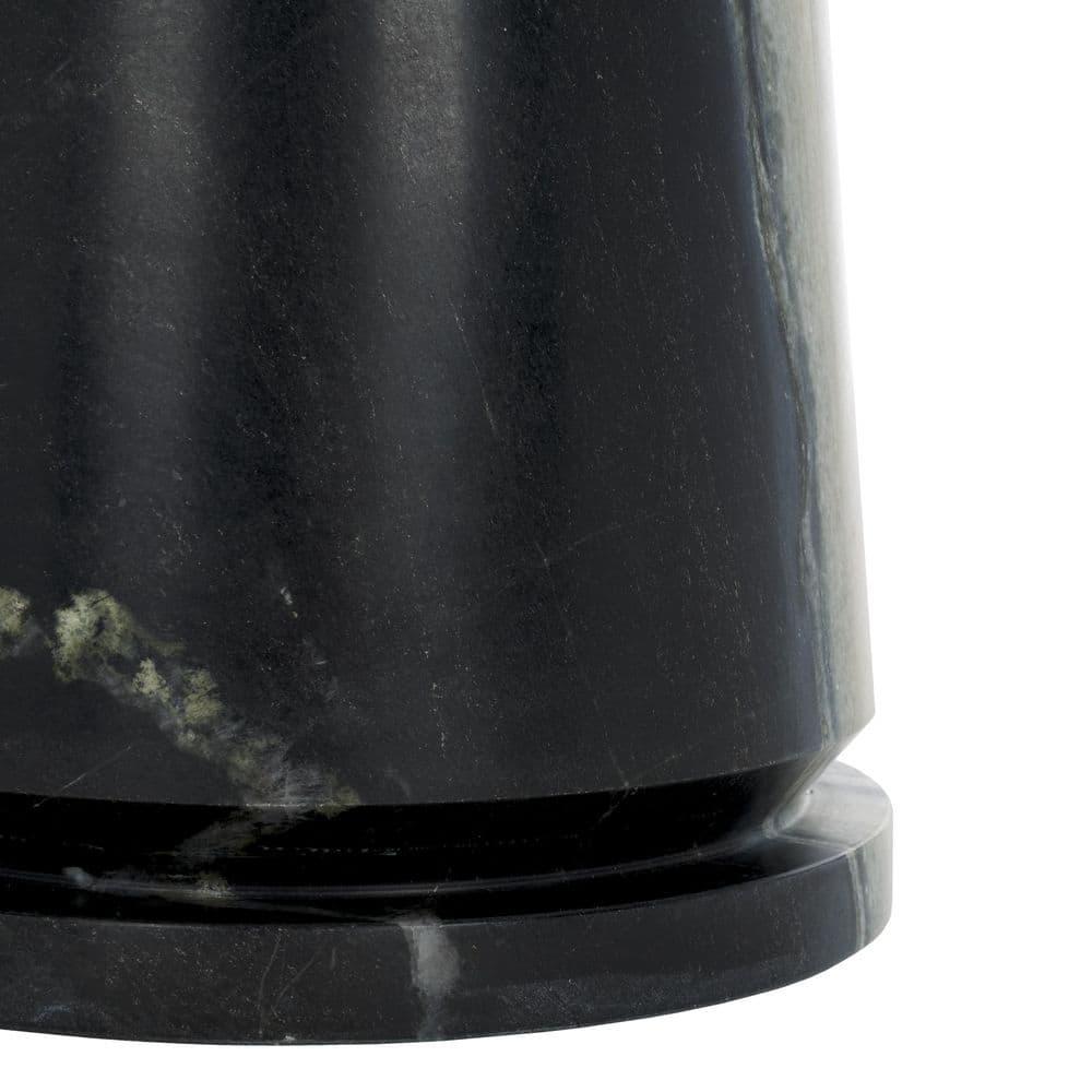 Valentia 20.5 in. White/Black Round Marble End Table - thumbnail 6