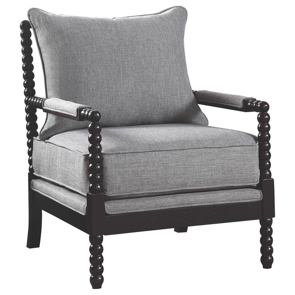 Gray Geometric Wood Frame Accent Chair