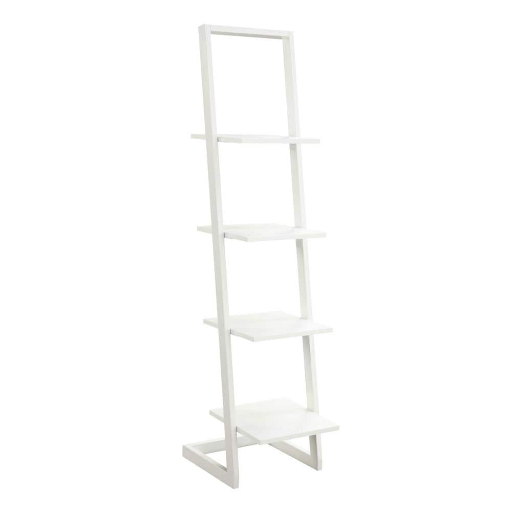 Designs2Go 56 in. H White Particle Board 4 -Shelf Ladder Bookcase with Meta