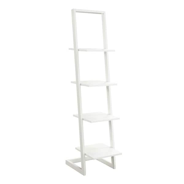 Unbranded Designs2Go 56 in. H White Particle Board 4 -Shelf Ladder Bookcase with Metal Frame
