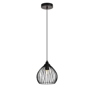 Timeless Home Sabrina 7.9 in. W x 8.3 in. H 1-Light Black Pendant with Shade