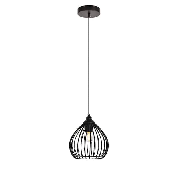 Unbranded Timeless Home Sabrina 7.9 in. W x 8.3 in. H 1-Light Black Pendant with Shade