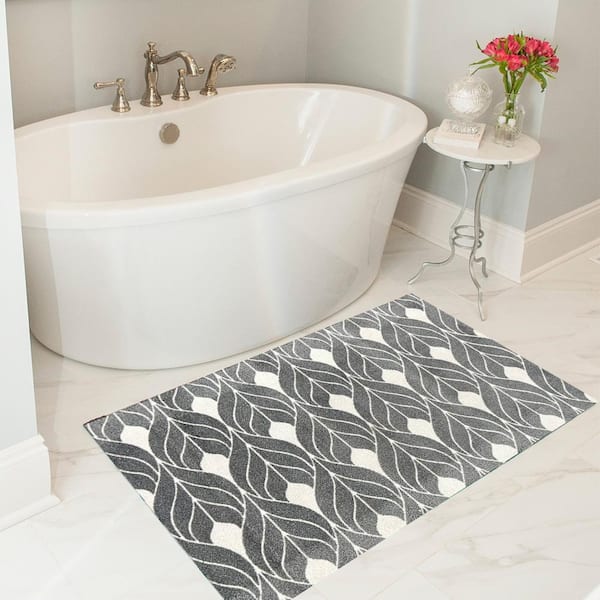 Tulle Gray Gray White 2 ft. 3 in. x 6 ft. 3 in. Runner Washable Floor Mat Area Rug