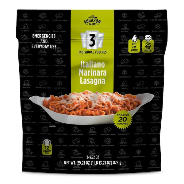 AUGASON FARMS 29.21 oz. Italiano Marinara Lasagna, Three 4-Serving Pouches