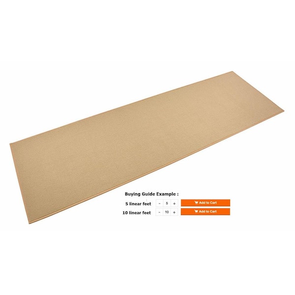 Rubber Collection Solid Beige 36 in. Width x Your Choice Length Custom Size Runner Rug